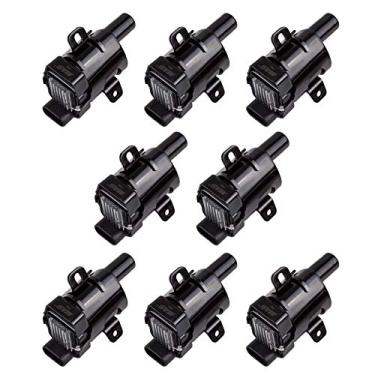Imagem de MAS ROUND Bobinas de ignição no pacote de plugue para Chevrolet GMC V8 4.8L 5.3L 6L UF262 C1251 D-585 E254 E254P 52-1647 GN10119 IC413 10457730 19005218 8-10457-730-0 Conjunto de 8