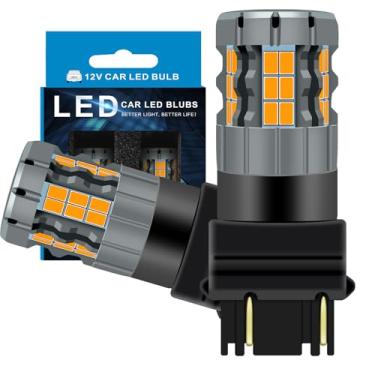 Imagem de Zyvirexa Lâmpadas LED de seta 3157 compatíveis com Ford Escape 2005-2012 (frente) e 2008-2012 (traseira), lâmpada 3357 3457 4157, amarelo âmbar, plug and play, pacote com 2