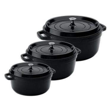 Imagem de Conjunto Caçarola Hercules Cerâmica Preto 2,4L + 4,3L + 6,8L