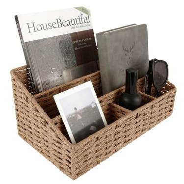 Imagem de LOPYXBR Organizador de correio de bancada, organizador de correio, para mesa de vime, organizador de correio, bancadas, 5 compartimentos, suporte de correio, bancada, cestos para balcão, escritório