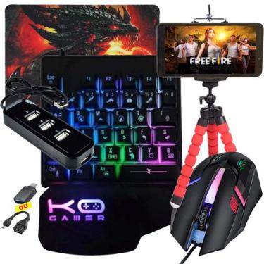 Imagem de Kit Mobilador Teclado Single Hand Gamer RGB + Mouse Led 7 Cores + Pad 