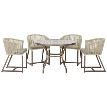 Imagem de Mesa com 4 Cadeiras de Jantar Roma 100cm e Noronha em Aluminío