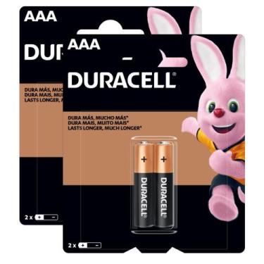 Imagem de Kit 4 Bateria Pilha Alcalina Palito Duracell AAA De 1.5V Mouse Control