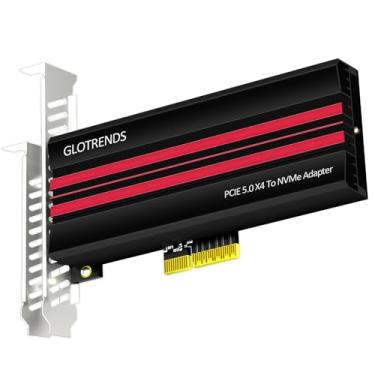 Imagem de GLOTRENDS Adaptador PA19 M.2 NVMe para PCIe 5.0 X4 para SSD M.2 NVMe, capa grande de dissipador de calor, suporte regular e discreto