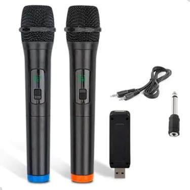 Imagem de Kit 2 Microfones Sem Fio UHF Karaoke, Microfone Dinamico, Microfone de Mão para Festas, Eventos, Aulas, Palestras, Desempenho, Entretenimento Familiar Linha Super Premium