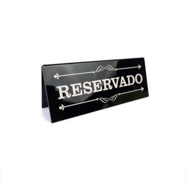 Imagem de Kit Display Prisma De Mesa Placa Reservado Acrílico Preto - 5 Peças