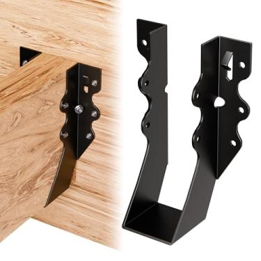 Imagem de 50 ganchos pretos de viga 2 x 6 para madeira, suportes de caibro, suporte de viga 5 x 15 cm, suportes para furacão 5 x 6 para galpão, galinheiro, varanda/treliça, estruturalmente sólido e