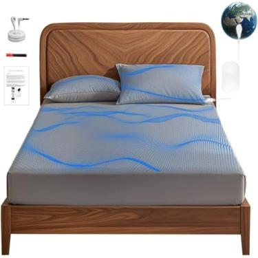 Imagem de Lençol de elástico com cordão de aterramento e caneta de teste de produto de aterramento 90% algodão orgânico e 10% fibra de prata para promover relaxamento e melhorar o conforto do sono