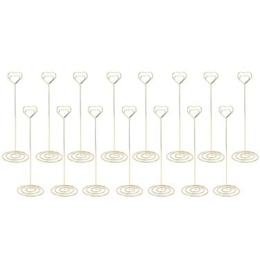 Imagem de Office Supplies Metal Hall Heart Card Card Stands Com Base Arredondada Adequada para Realizar Fotos de Memorandos Notas Cartões de Visita de Papel Cartões de Preço 15pcs Titulares de Tabela de