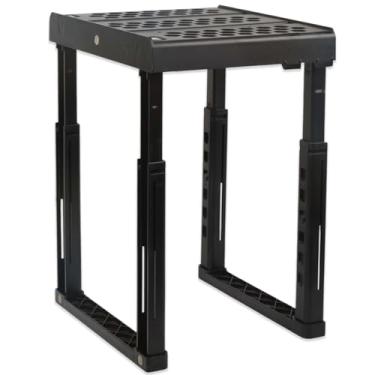 Imagem de Svartur Prateleira organizadora de armário com altura e largura ajustáveis, prateleira de armário estreita empilhável para armário escolar, armários de academia ou organização embaixo da pia, preta