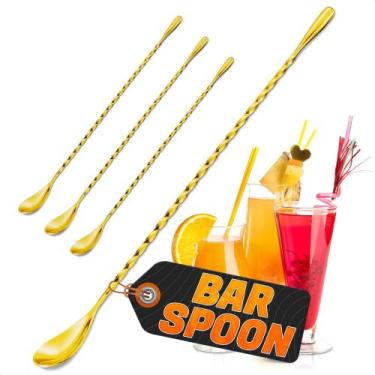 Imagem de Conjunto de colheres de bar The Little Green Change Gold em aço inoxid