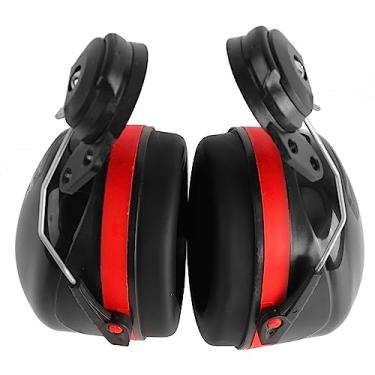 Imagem de Redução de Ruído do Protetor Auricular Com Acessório para Capacete, Protetor Auricular Telescópico Ajustável Em ângulo Com Protetor Auricular para Capacete de Segurança Vermelho