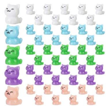 Imagem de Tinoaly 50un Gatos Miniatura Resina, 5 Cores Gatinhos Pequenos Esconder Figuras Gato Miniatura Fofas Pequenas Estátuas Gatinhos para Acessórios Painel Jardim Enfeites Casa Bonecas Presentes Artesanais