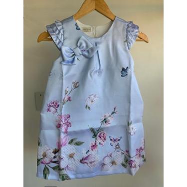 Imagem de Vestido Estampado Trapézio Azul bebê TAM 6 e 8 anos - Menina de Seda