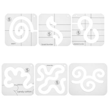 Imagem de HOBBIESAY 6 estilos de réguas acrílicas de movimento livre, padrões de onda/vórtice, modelos de costura, ferramentas de costura de precisão de ponta, réguas de patchwork transparentes para estênceis