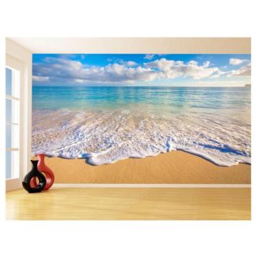 Imagem de Papel De Parede Praia Mar Onda Nuvem Céu ul 3,5M Npr259 - Você Decora