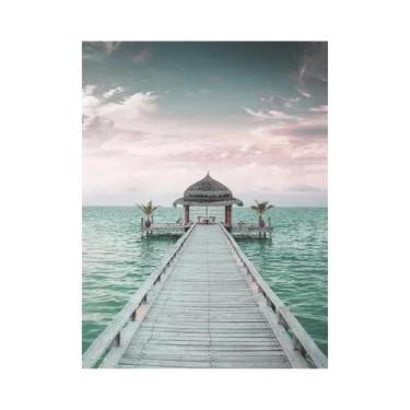 Imagem de Verão Praia Oceano Pintura Em Tela Ponte Tartaruga Gaivota Impressão D