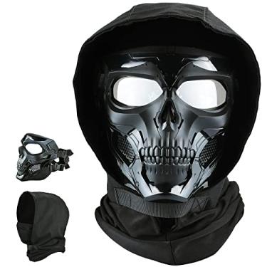 Imagem de Guayma Máscara De Caveira Para Airsoft, Proteção Facial Completa Com Balaclava Militar Tática Tiro Paintball, Fantasia Festa Halloween E Cosplay, Filme, Bk