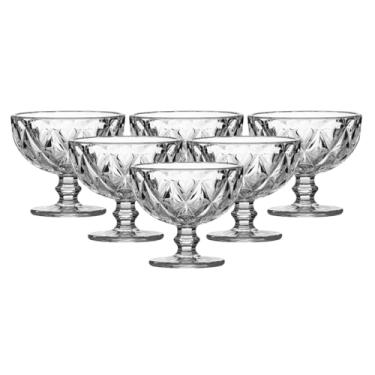 Imagem de Taça Diamante Sobremesa de Vidro para Mousse/Pudim/Sorvete 335 ml Transparente e Sofisticada – 6 Unidades Dona Laura