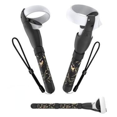 Imagem de VR Handle Attachment for Meta Quest, Extension Controller Accesories, Virtual Reality Headset (Black Gold, Quest 2)