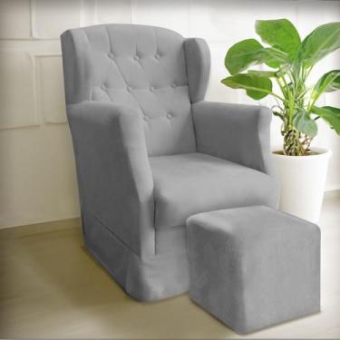 Imagem de Poltrona Amamentação Balanço Descanso Manu Com Puff Suede - DECORELITY