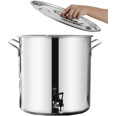 Imagem de Panela De Sopa Com Tampa - Panela De Estoque, Panela Com Tampa Panela De Sopa De Aço Inoxidável Balde De Vinho De Fundo Composto, Engrossar Lata De Leite Com Torneira, 40 * 40cm(45L)