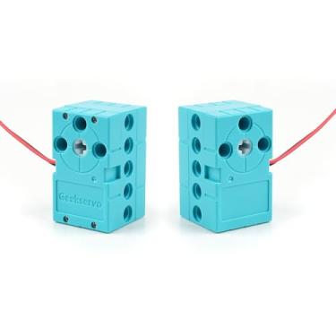Imagem de Rcmall 2PCS Geekservo Programmable Building Block Servo Motor, 360 Degree Rotation, 2P/3P Wire, Compatible with Microbit Raspberry Pi (2KG Slow Speed Motor)