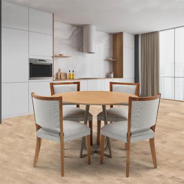 Imagem de Mesa de Jantar Herval Meriti com 4 Cadeiras Amsterdã Jequitiba com Chocolate e Cinza