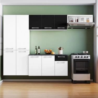 Imagem de Cozinha Compacta Bolt 10 Portas 1 Gaveta Itatiaia Branco Com Preto