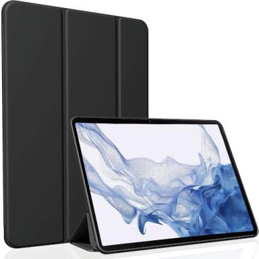 Imagem de HAOWSTRANG Capa tablet para Samsung Galaxy Tab S9 Ultra 2023 / S8 Ultra 2022 14.6", capa traseira de TPU macia, capa inteligente fólio vertical ultrafina e leve