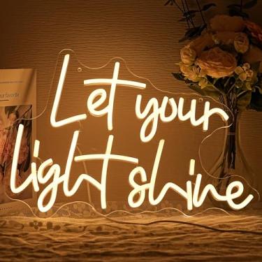 Imagem de Alkkign Letreiro De Neon "Let Your Light Shine" Para Decoração Parede, Letras Jesus, Letreiros Led, Versículos Bíblicos, Sala Oração, Quarto Igreja Cristã