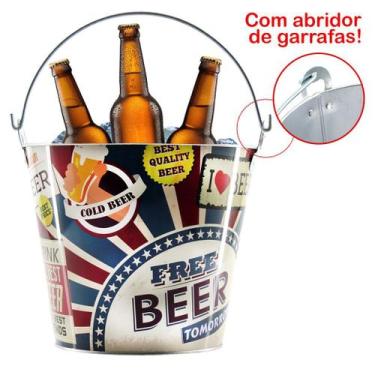 Imagem de Balde De Gelo Para Cerveja Estampado Em Metal Galvanizado 4,8 Litros -
