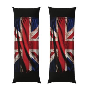 Imagem de Capa de travesseiro corporal com zíper oculto, fronha longa de microfibra macia e respirável para travesseiro corporal, bandeira britânica em fundo preto, capas de travesseiro para cama de presente de