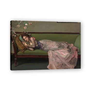 Imagem de The Green Sofa John Lavery Iconic Realist Portrait & War Scene Canvas Art – Decoração de parede irlandesa atemporal para casa emoldurada 39,98 x 55,88 cm