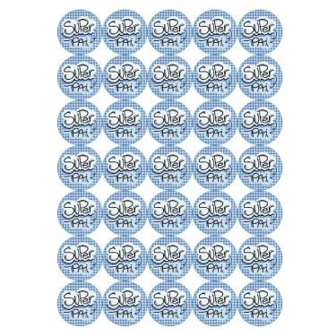 Imagem de Cartela de Adesivos Azuis Comemoração Tema Super Pai 35 Uni