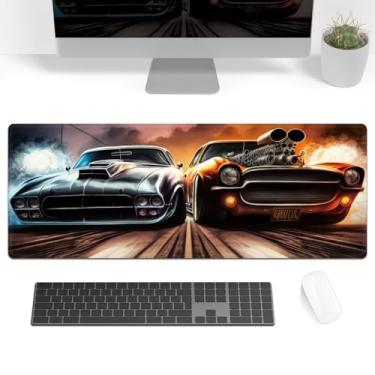 Imagem de Tapete de mouse para jogos de carro, jogo esportivo de corrida 3D, grande, estendido, 69,8 x 30 cm, com base antiderrapante e bordas costuradas, tapete de mesa à prova d'água para escritório, casa