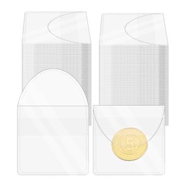 Imagem de 200 Pcs Single Pocket Coin Sleeves Collector Individual Clear Plastic Sleeves Holder Small Plastic Coin Holder Pouch Single Protector for Jewelry Storage (2 x 2.2 Inches)