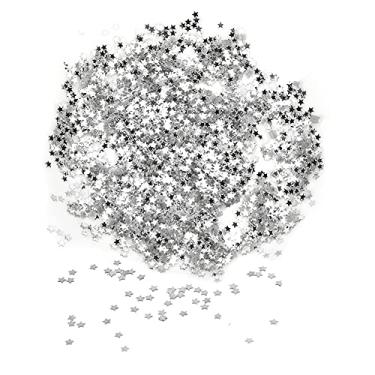 Imagem de Luqeeg 50 Gramas de 3 Mm de Flocos de Estrela, Buraco Menos Formato de Estrela Lantejous de Beleza Adesivos de Rosto, Prata e Glitter Minúsculo Confete de Mesa de Mancha para Roupas de (Prata)
