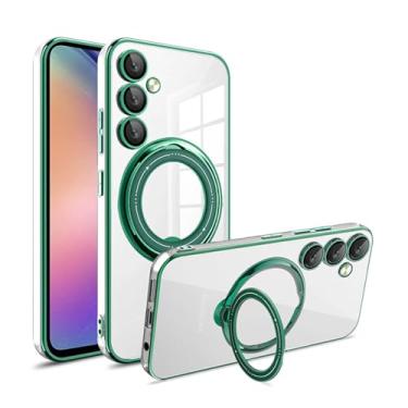 Imagem de HJZSZX Para Samsung S23Ultra Suporte Rotativo de Metal Revestimento TPU Transparente Capa Traseira (Para Samsung S23Ultra/Verde)