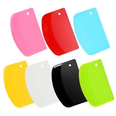 Imagem de Raspador de massa de 7 peças, raspador de plástico de 14 x 9 cm, espátula de tigela, ferramenta de cortador de massa de cozinha para massa de pão, pastelaria, pizza, bolo