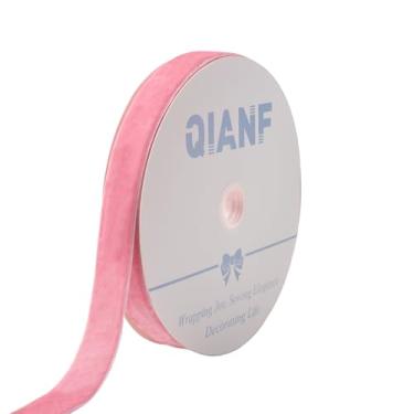 Imagem de QIANF Fita de veludo rosa pêssego vintage 2,5 cm x 25 jardas para embrulho de presente, enfeites de árvore de Natal, decorações de guirlanda