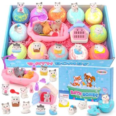 Imagem de Bombas de banho para crianças com surpresa dentro, bombas de banho com brinquedos para meninos e meninas, bolas efervescentes feitas à mão, conjunto de bomba de banho de espuma para presente para