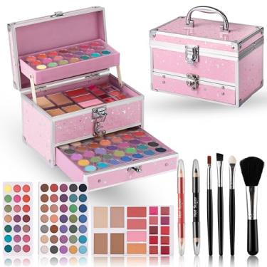 Imagem de Hot Sugar Kit de maquiagem para adolescentes com estojo de trem, conjunto de maquiagem portátil para iniciantes, kit de maquiagem e beleza para meninas (rosa)