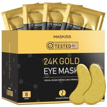Imagem de Maskiss Adesivos sob os olhos de ouro 24k (8 pares), máscara para os olhos, produtos de colágeno para cuidados com a pele, adesivos para olhos inchados, máscaras para olheiras e inchaço