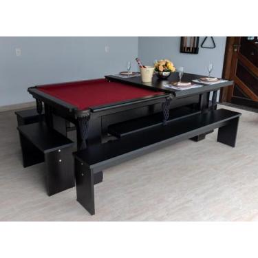 Imagem de Mesa de Sinuca e Jantar com 4 Bancos - 1,96x1,06 - Nelson Bilhares, Bo