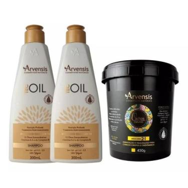 Imagem de Kit Arvensis 2 Shampoo Tec Oil + 1 Máscara 2X1 Cachos 450G