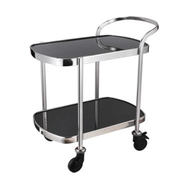 Imagem de Prateleira de cozinha carrinhos de bar de luxo modernos carrinhos de servir carrinhos de cozinha carrinhos de vinho com rodas carrinhos de 2 andares, aço inoxidável espelhado, para cozinha, sala de