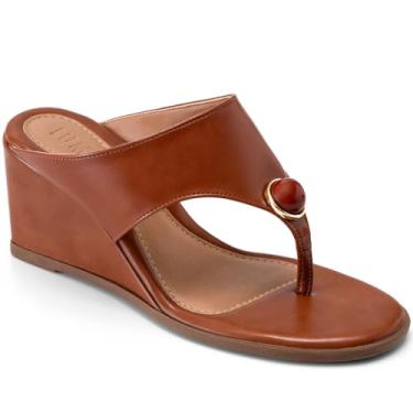 Imagem de Sandália Feminina Lumiss Anabela De Dedo Bico Redondo Enfeite Esfera caramelo36