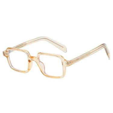 Imagem de Óculos de sol quadrados masculinos, armação transparente com lentes transparentes, tendência da moda feminina e Uv400 (champanhe transparente)