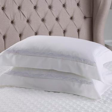 Imagem de FRONHA DELICAT CADRÈ BRANCO 100% ALGODÃO CETIM 600 FIOS 50X90